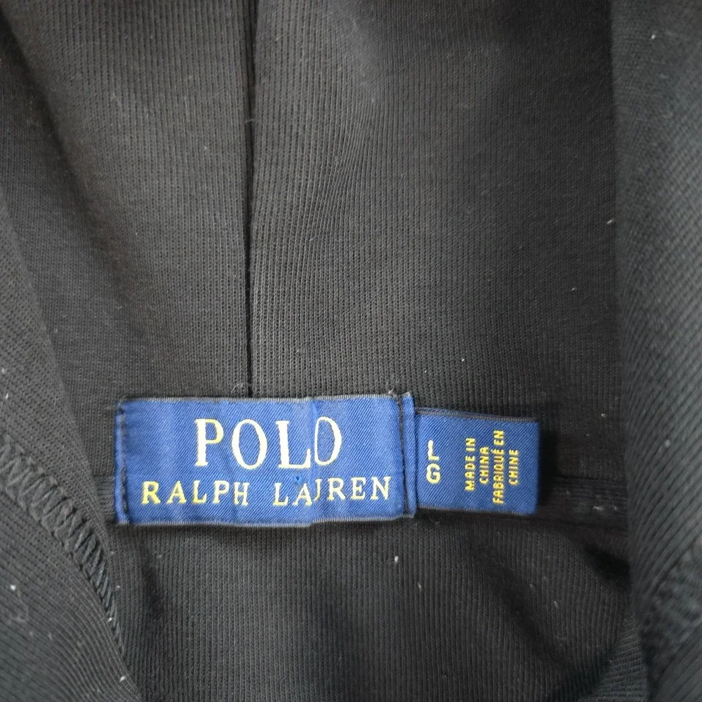 Polo Ralph Lauren Hoodie Mens Large Black Spell Out Script Logo Pullover Varsity
